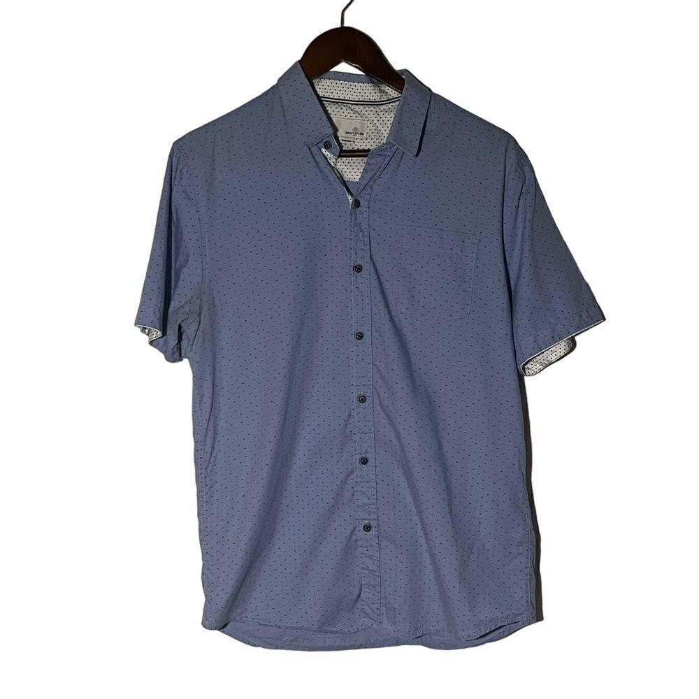 Craft + Flow Blue Short Sleeve Printed Button Down Shirt